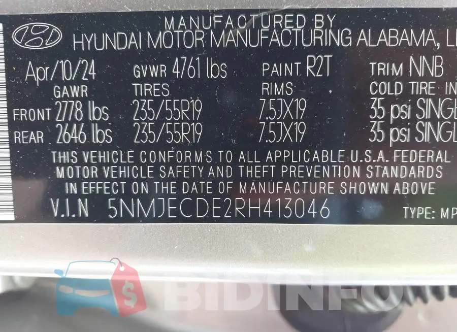 5NMJECDE2RH413046 Photo# 9
