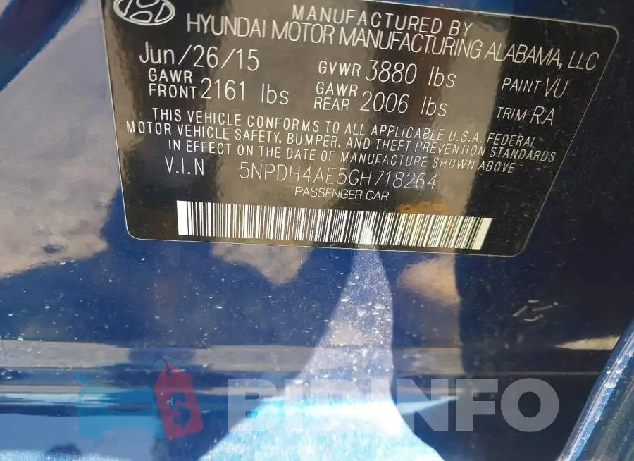 5NPDH4AE5GH718264 Photo# 9