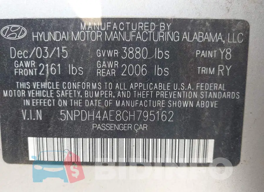 5NPDH4AE8GH795162 Photo# 9
