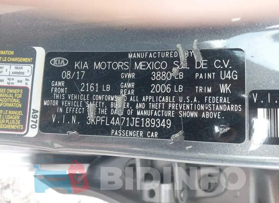 3KPFL4A71JE189349 Photo# 9
