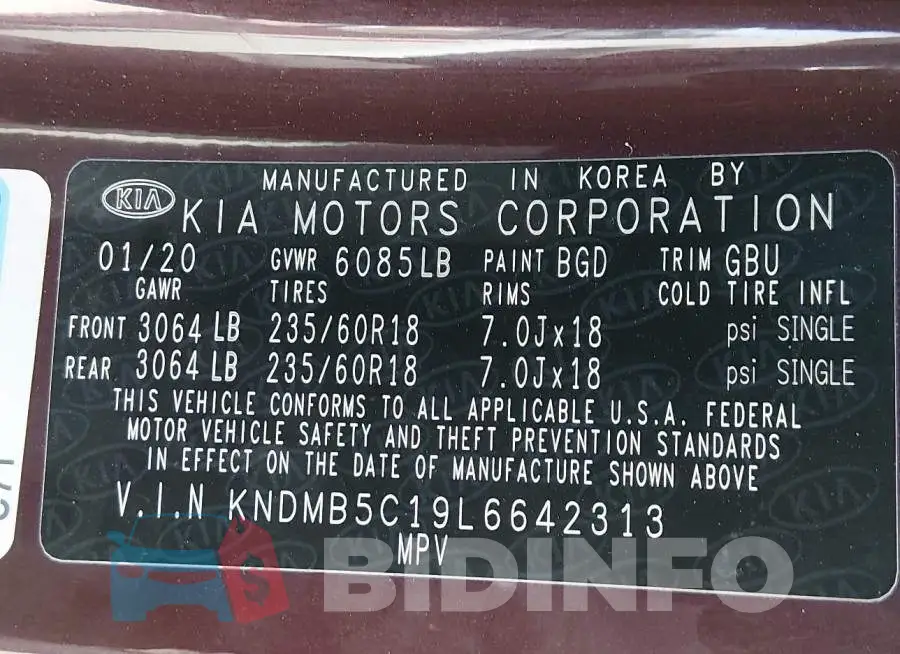 KNDMB5C19L6642313 Photo# 9