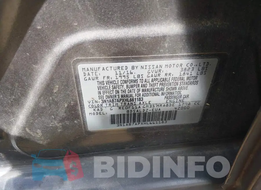 3N1AB7APXHL661183 Photo# 9