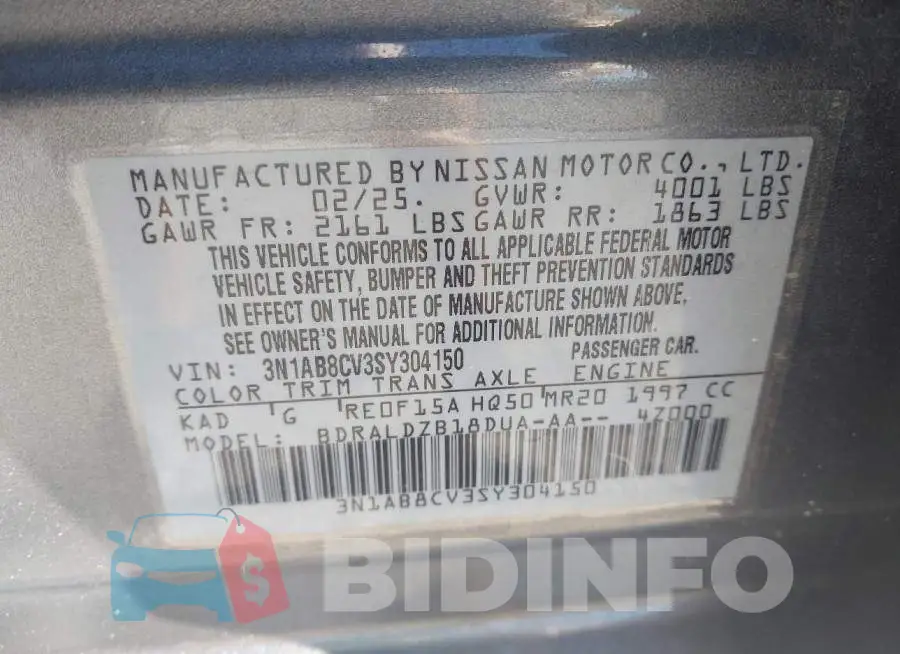 3N1AB8CV3SY304150 Photo# 9