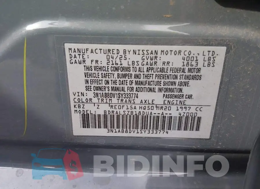 3N1AB8DV1SY333774 Photo# 9