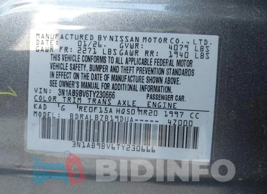 3N1AB9BV6TY230666 Photo# 9