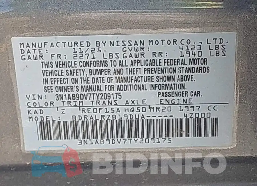 3N1AB9DV7TY209175 Photo# 9