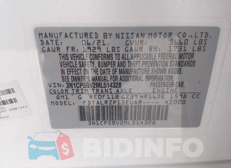 3N1CP5BV2ML514328 Photo# 9