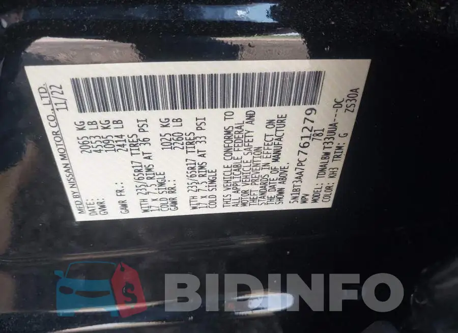 5N1BT3AA7PC761279 Photo# 9