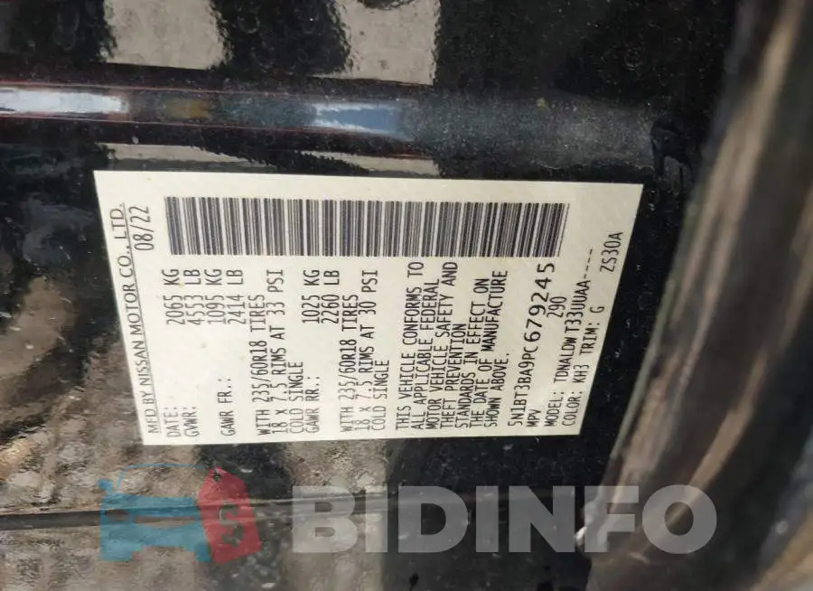 5N1BT3BA9PC679245 Photo# 9