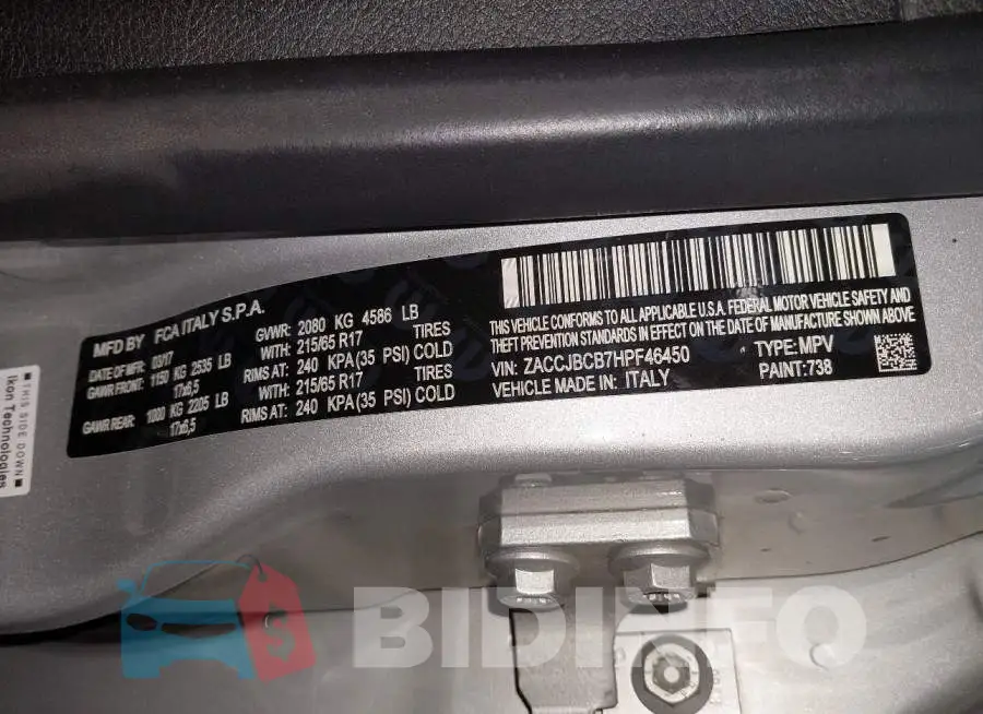 ZACCJBCB7HPF46450 Photo# 9