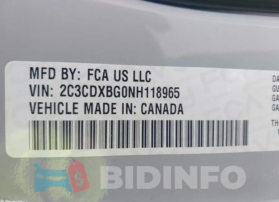 2C3CDXBG0NH118965 Photo# 9