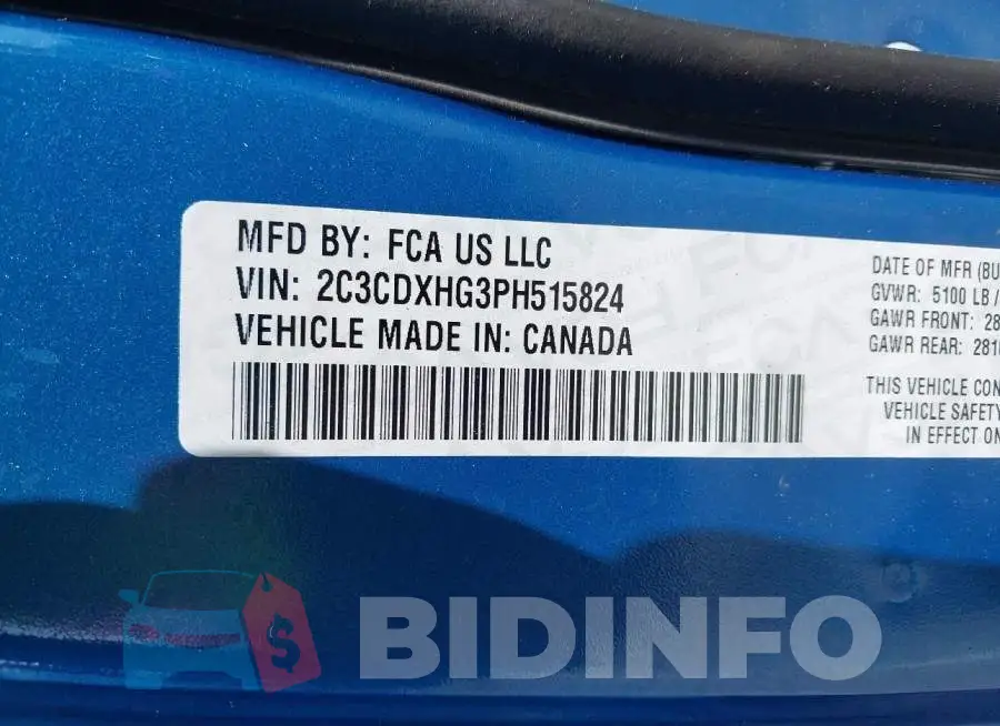 2C3CDXHG3PH515824 Photo# 9