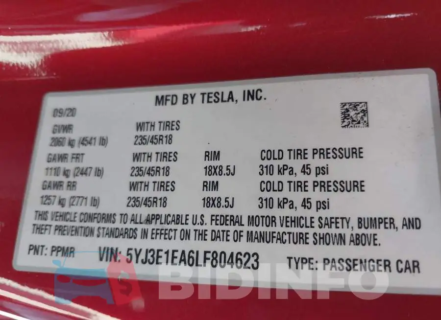 5YJ3E1EA6LF804623 Photo# 9