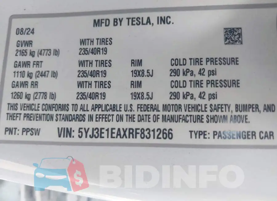 5YJ3E1EAXRF831266 Photo# 9