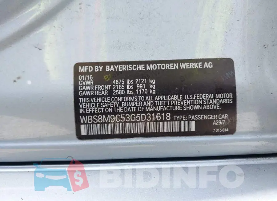 WBS8M9C53G5D31618 Photo# 9