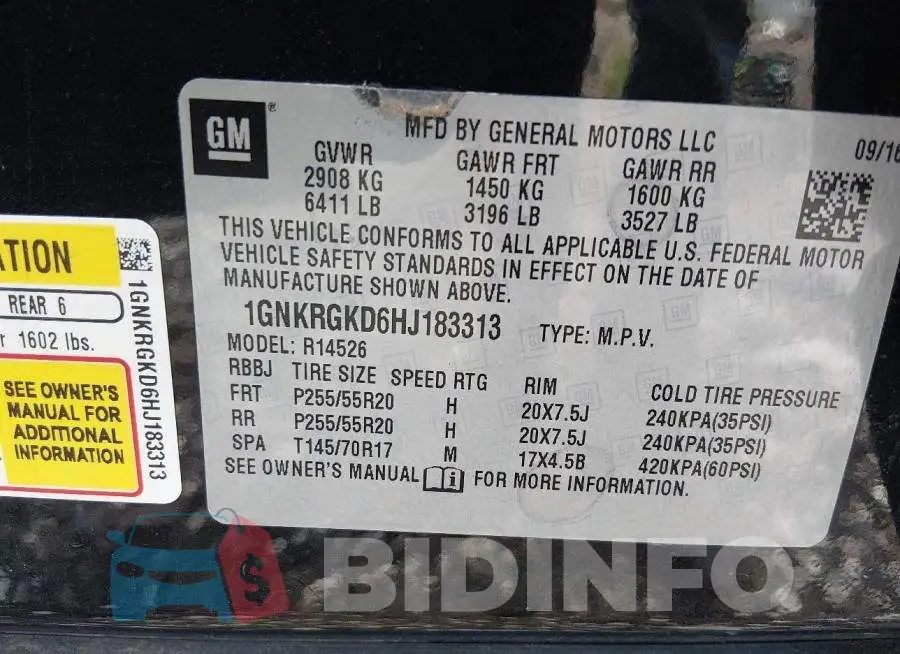 1GNKRGKD6HJ183313 Photo# 9
