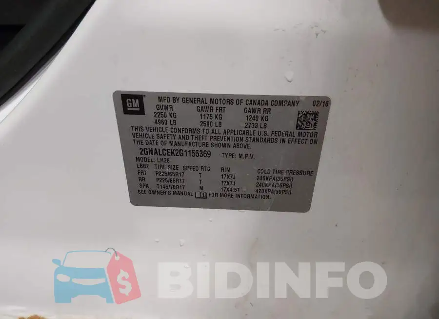 2GNALCEK2G1155369 Photo# 9