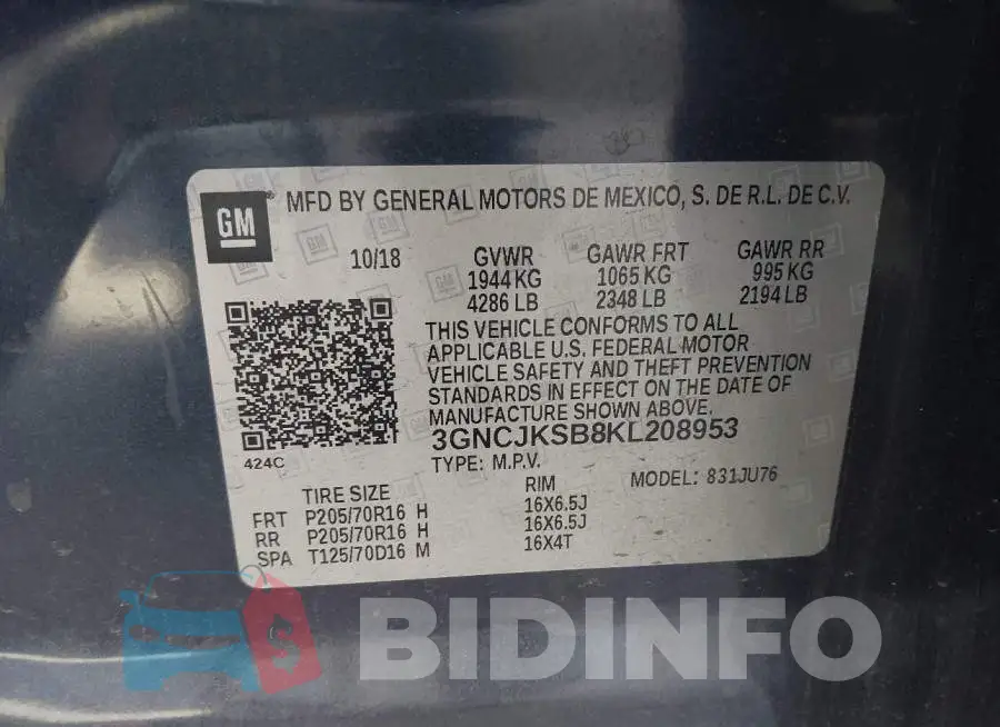 3GNCJKSB8KL208953 Photo# 9