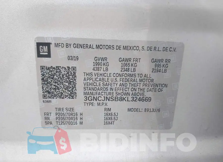 3GNCJNSB8KL324669 Photo# 9
