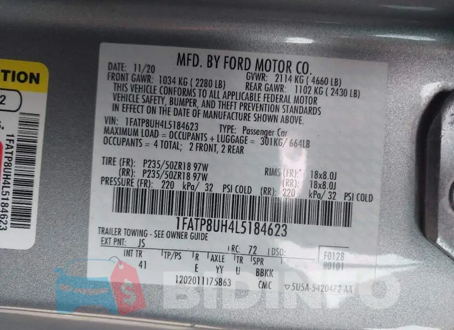 1FATP8UH4L5184623 Photo# 9