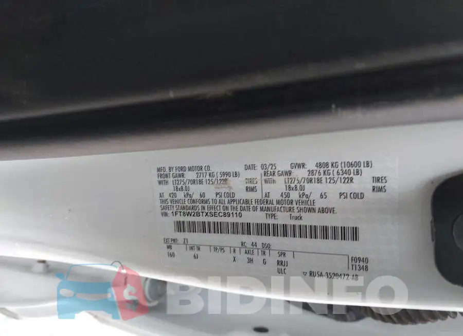 1FT8W2BTXSEC89110 Photo# 9