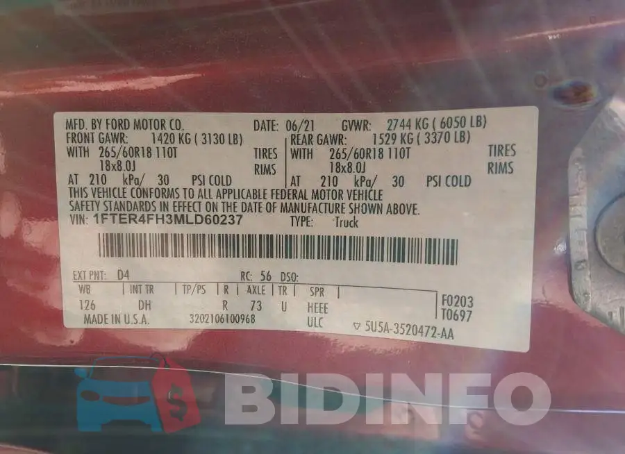 1FTER4FH3MLD60237 Photo# 9