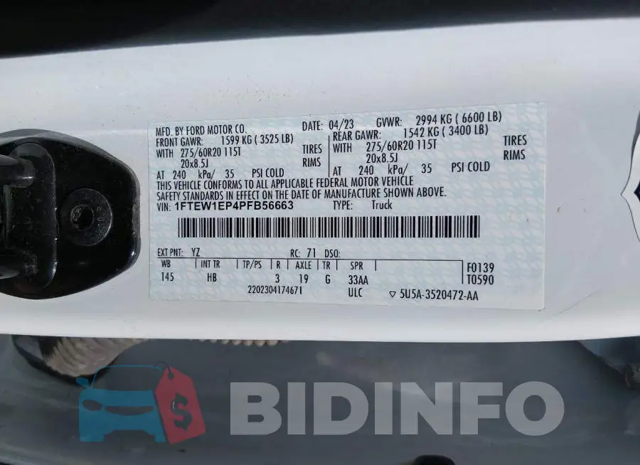 1FTEW1EP4PFB56663 Photo# 9