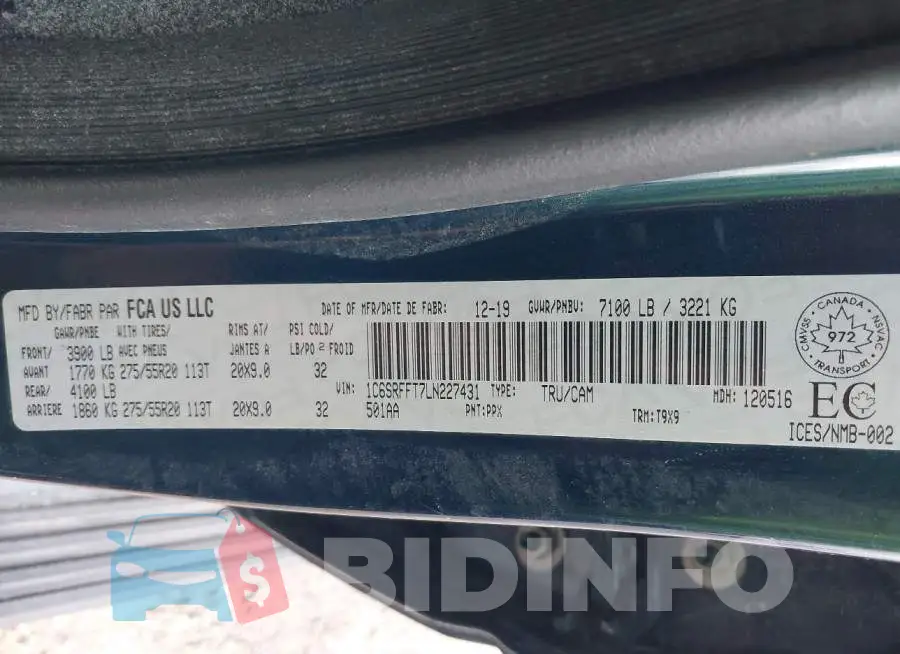 1C6SRFFT7LN227431 Photo# 9