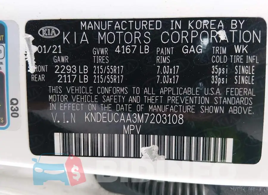 KNDEUCAA3M7203108 Photo# 9