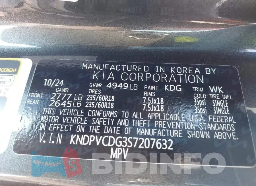 KNDPVCDG3S7207632 Photo# 9
