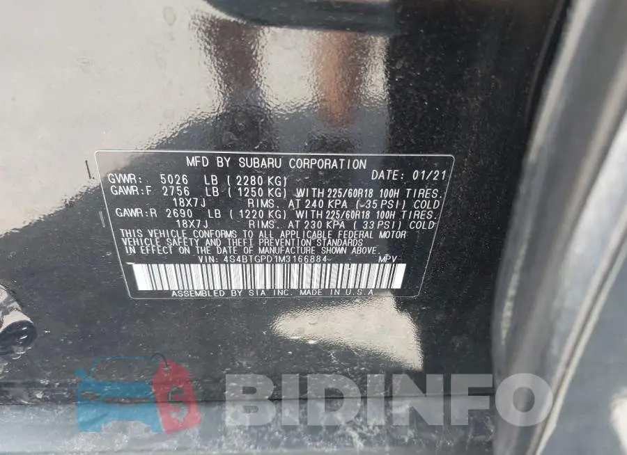 4S4BTGPD1M3166884 Photo# 9
