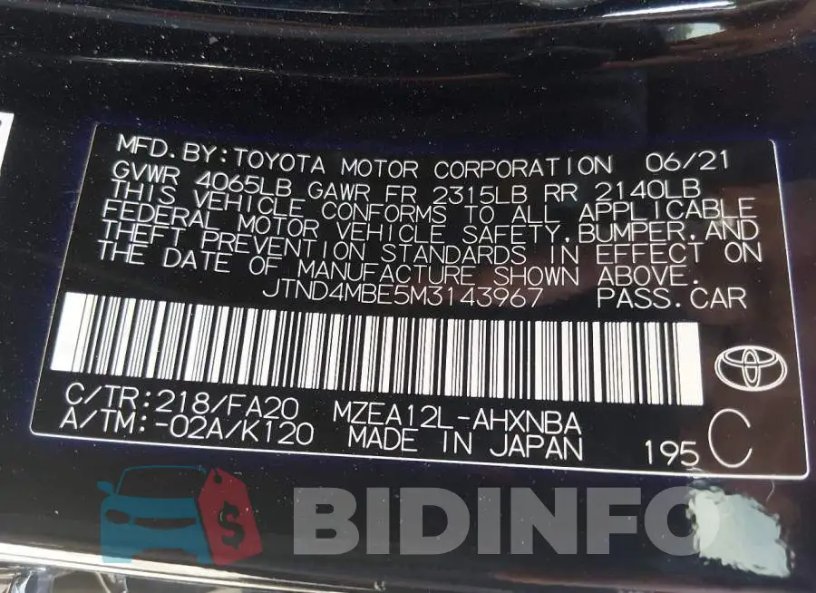 JTND4MBE5M3143967 Photo# 9