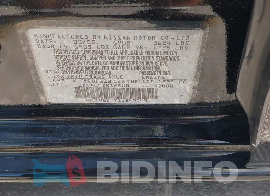 3N1CN8EV7SL849049 Photo# 9