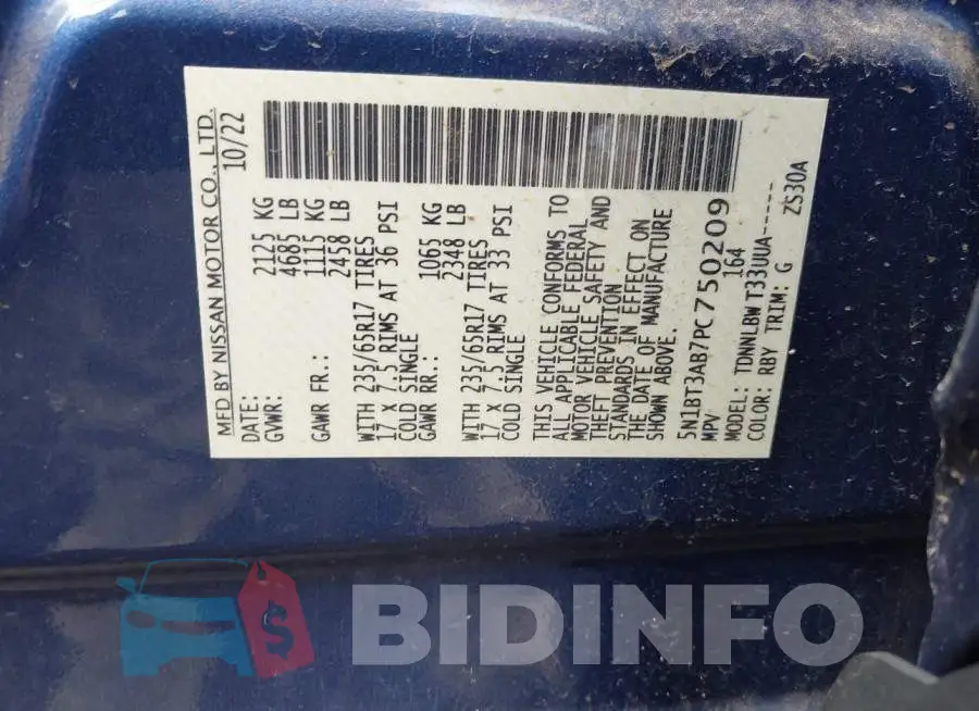 5N1BT3AB7PC750209 Photo# 9