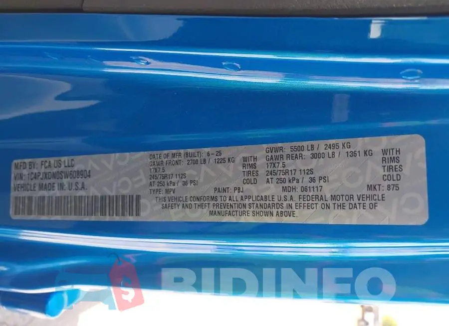 1C4PJXDN0SW608904 Photo# 9