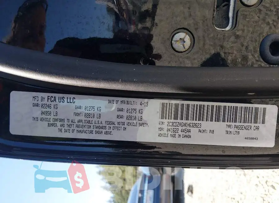 2C3CDZAGXKH632623 Photo# 9