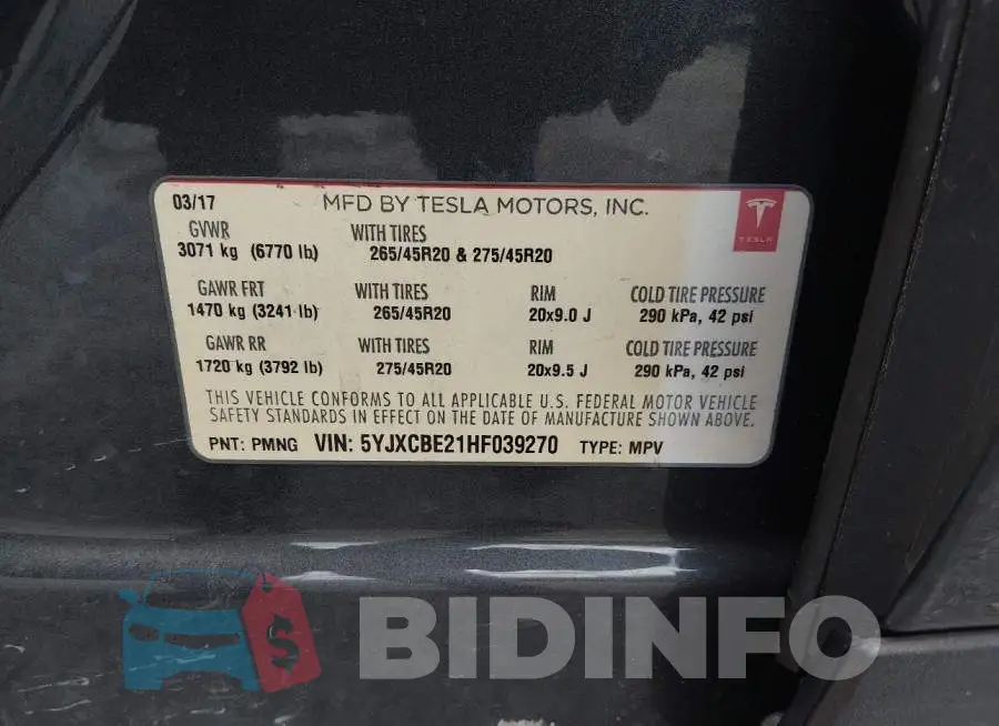 5YJXCBE21HF039270 Photo# 8
