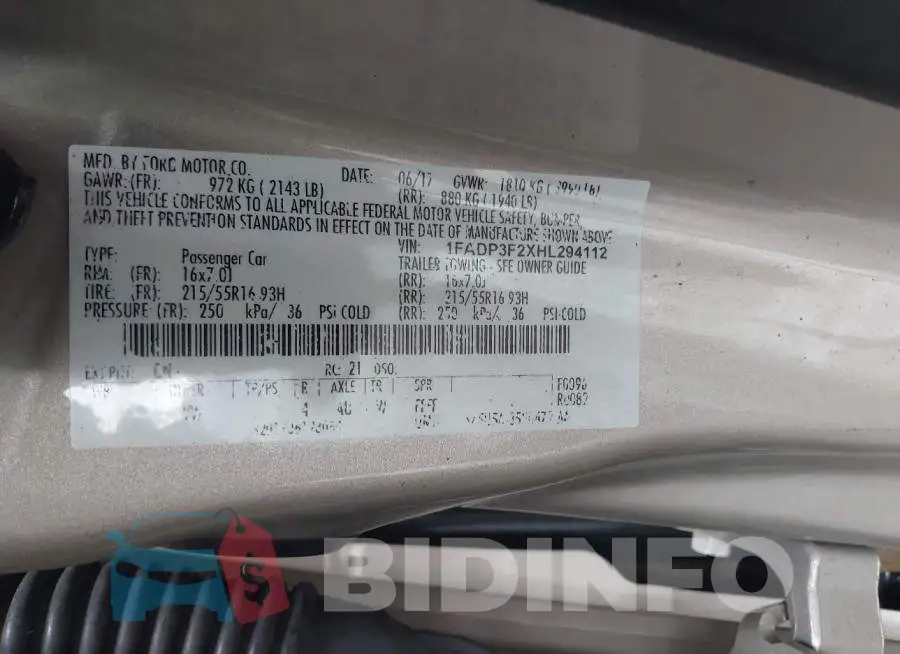 1FADP3F2XHL294112 Photo# 9