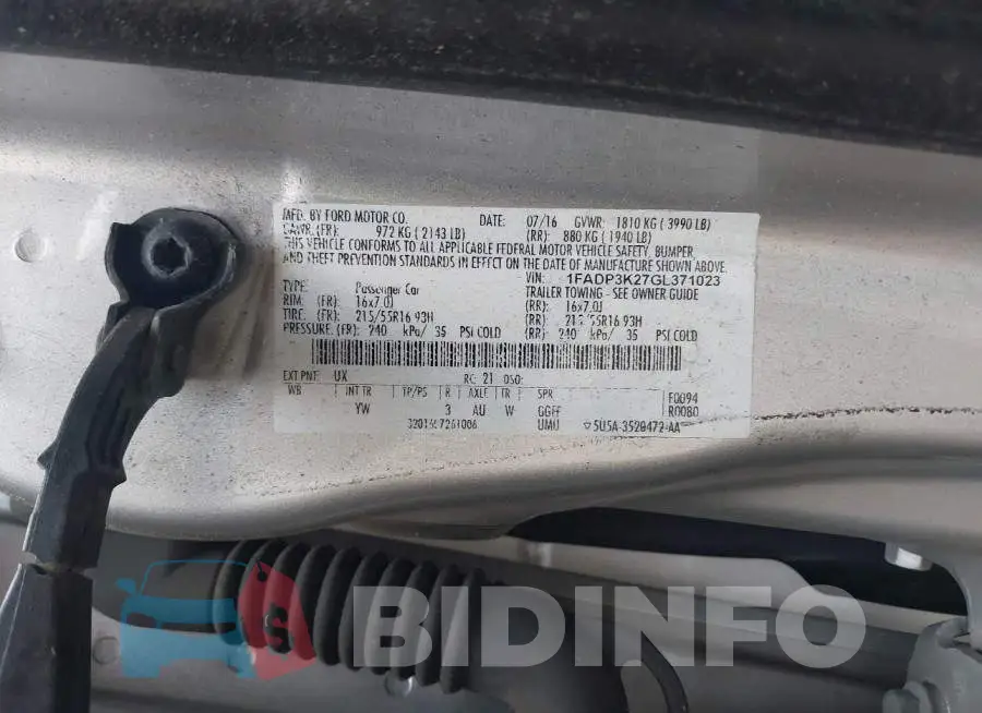 1FADP3K27GL371023 Photo# 9
