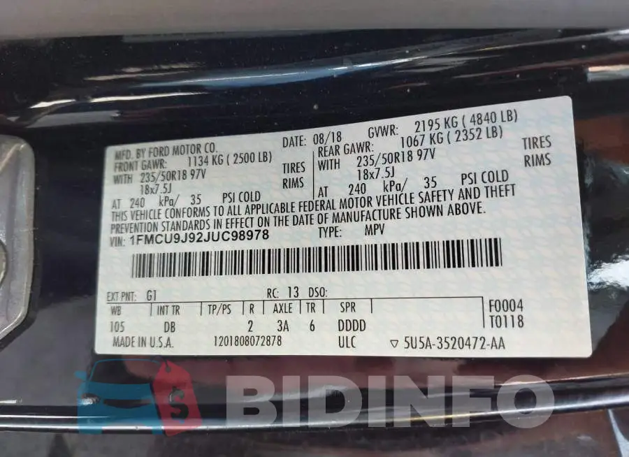 1FMCU9J92JUC98978 Photo# 9