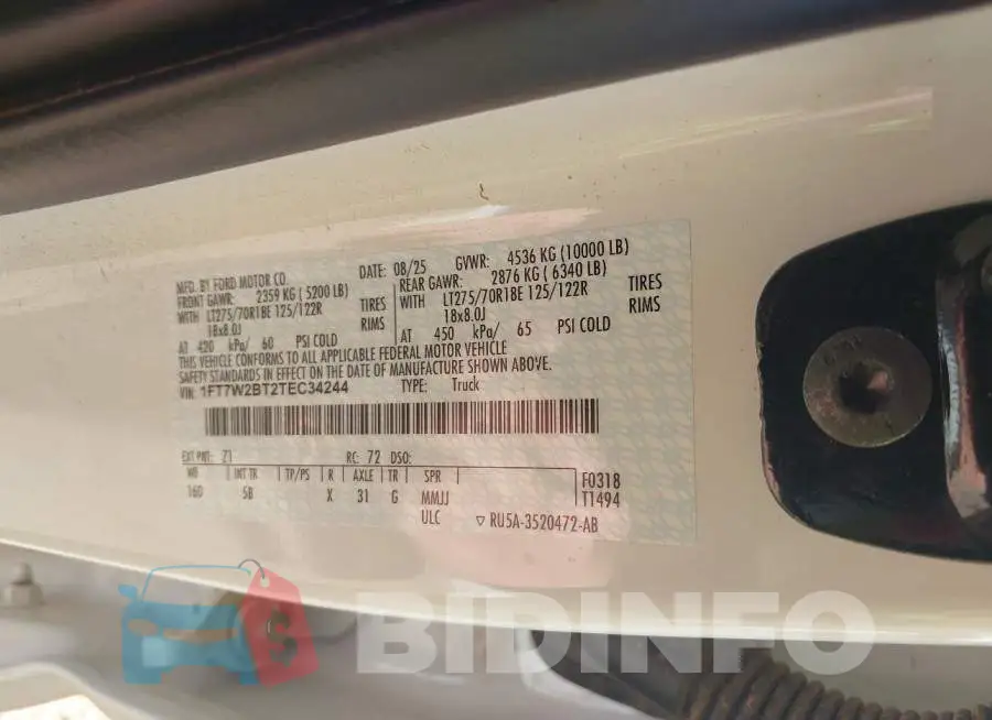 1FT7W2BT2TEC34244 Photo# 9