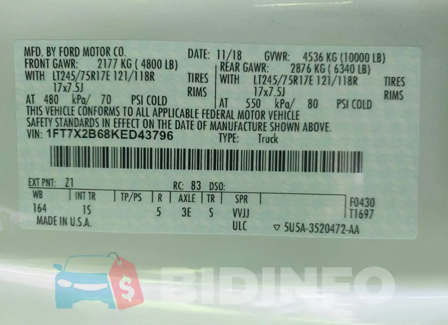 1FT7X2B68KED43796 Photo# 9