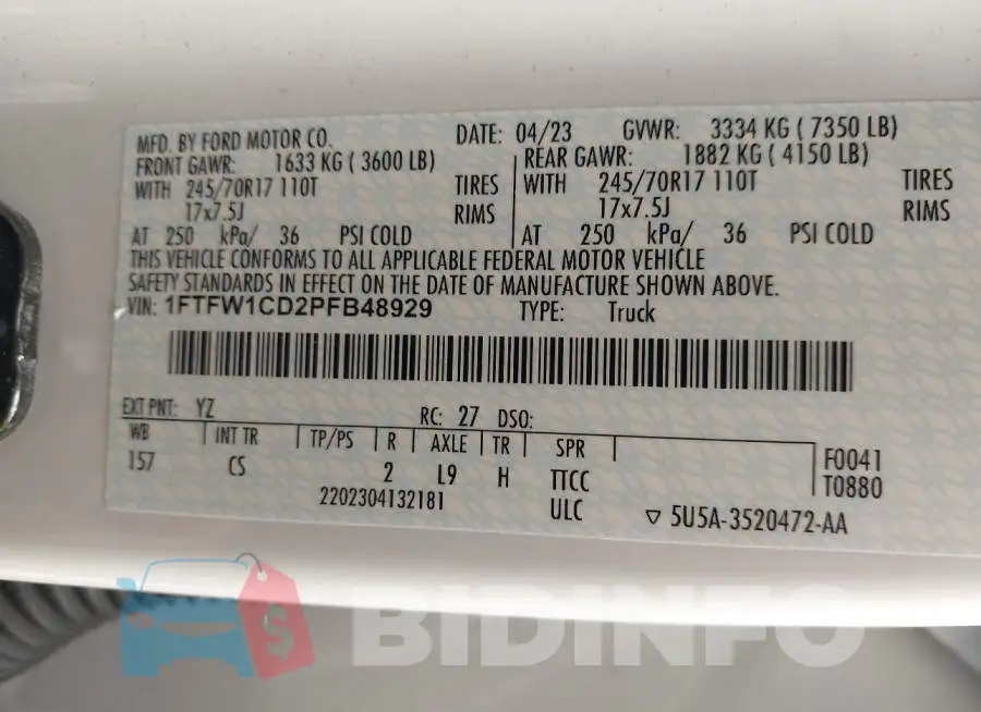 1FTFW1CD2PFB48929 Photo# 9