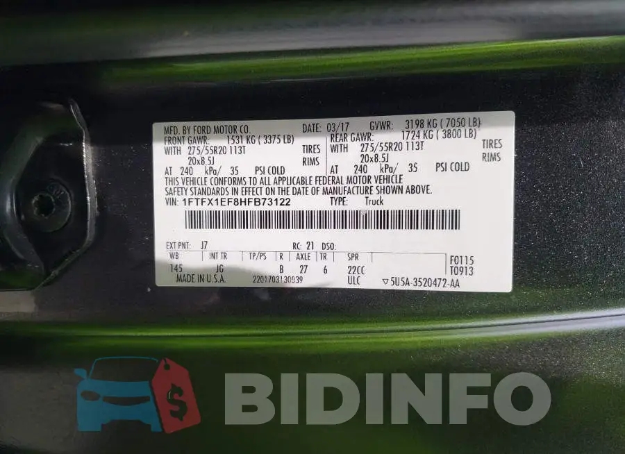 1FTFX1EF8HFB73122 Photo# 9