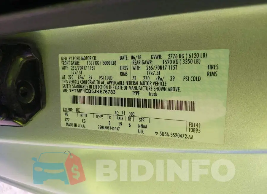1FTMF1EB5JKE76783 Photo# 9