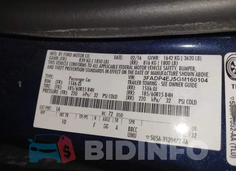 3FADP4EJ5GM160104 Photo# 9