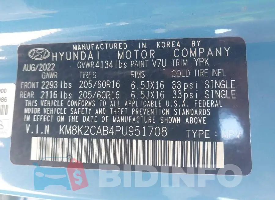 KM8K2CAB4PU951708 Photo# 9