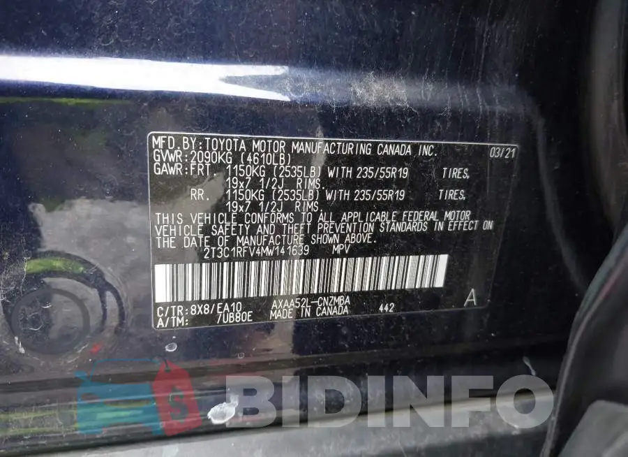 2T3C1RFV4MW141639 Photo# 9