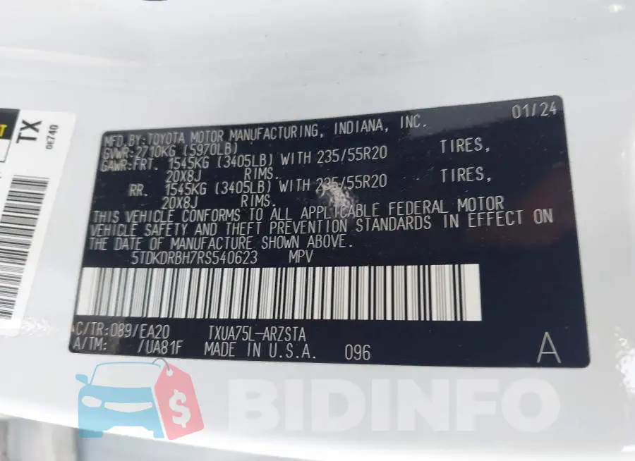 5TDKDRBH7RS540623 Photo# 9