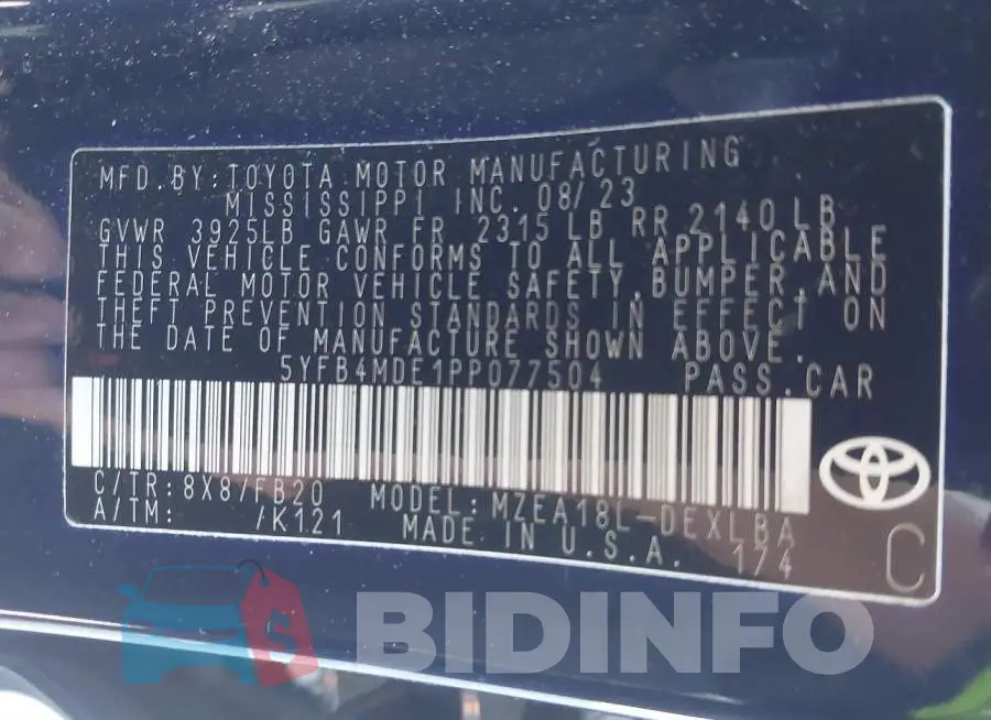 5YFB4MDE1PP077504 Photo# 9